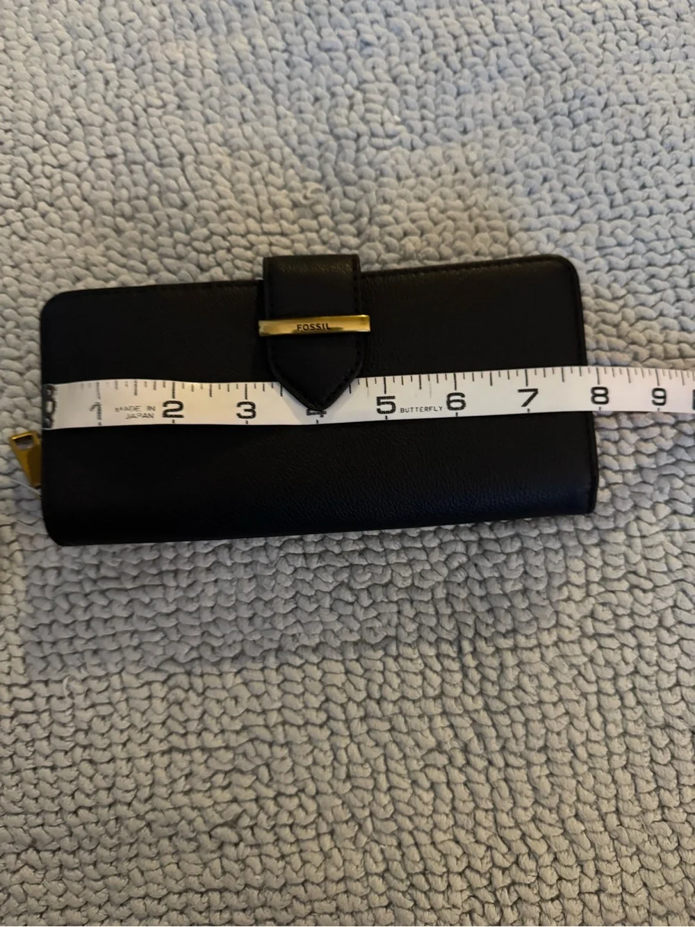 Fossil Black Leather Wallet with Gold Accent